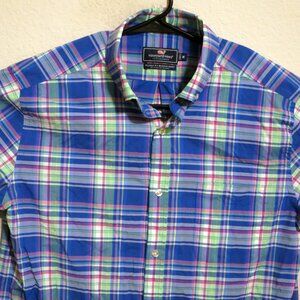 Vineyard Vines Shirt Mens Medium Long Sleeve Button Performance Blue Purple